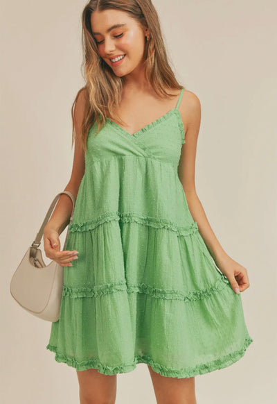 Sadie & Sage - Tiered Mini Dress Green