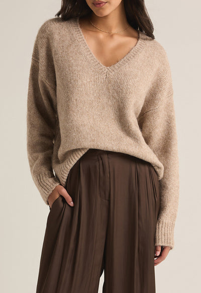 Z Supply - All I Want V-Neck Sweater Heather Taupe