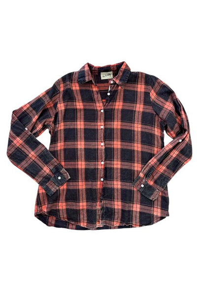 The Nu Vintage - Ray Flannel Button Down Orange Brown