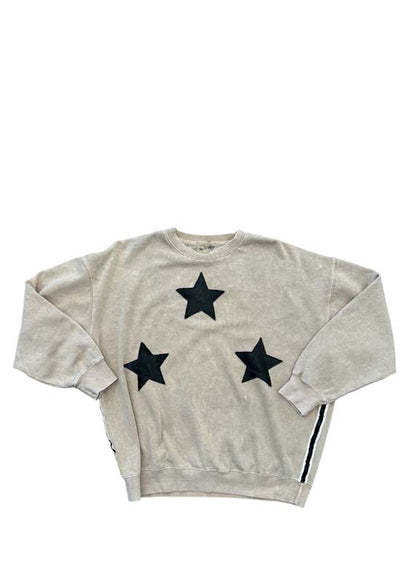 The Nu Vintage - Star Crew Sweatshirt Taupe Brown