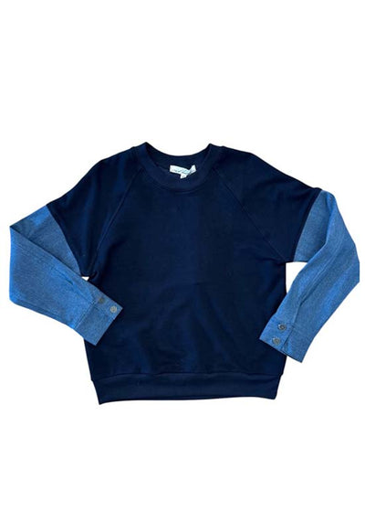 Red Haute - Long Sleeve Navy Denim Sleeve Top