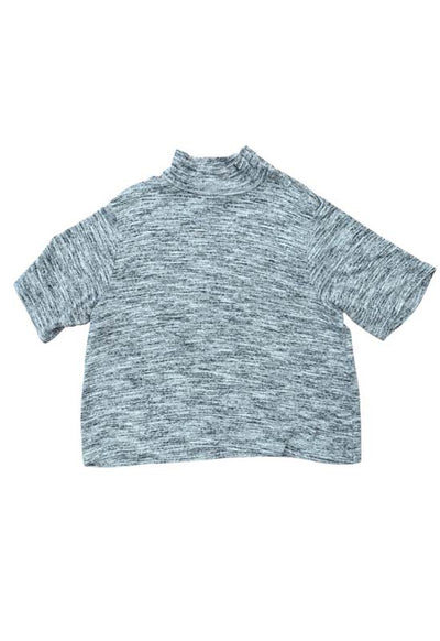 Bobi - Button Mock Neck Tee Heather Grey