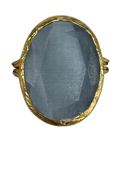 Gilah Ring with Oval Stone - Grey Stone