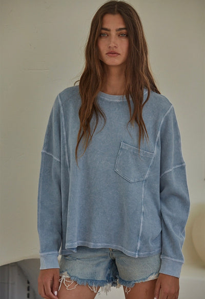 The Madison Pullover - Dusty Blue