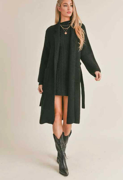 Sage The Label - Krissy Belted Sweater Duster Black