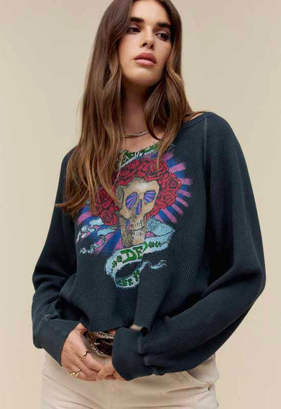 Daydreamer - Grateful Dead Love Will See You Through Thermal Tee Vintage Black