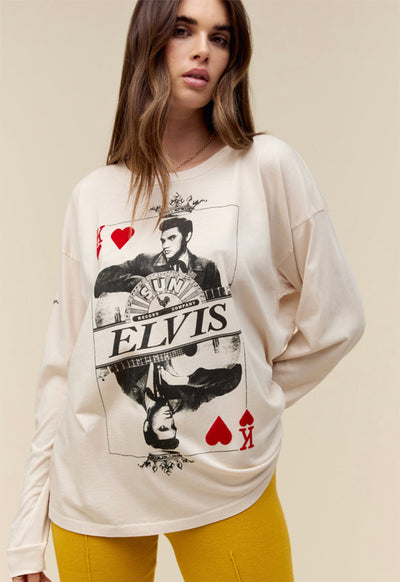 Daydreamer - Elvis King of Hearts Long Sleeve Dirty White