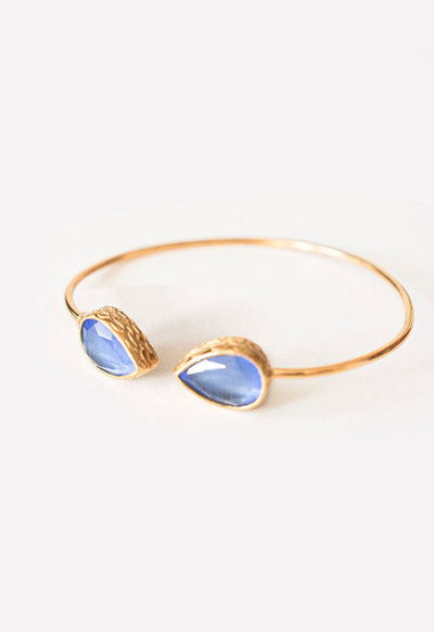 Debbie Katz- Nika 18k Gold Bracelet Cat Eye Stone Blue