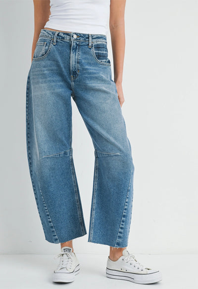 Just Black - Barrel Jean with Seams Medium Denim