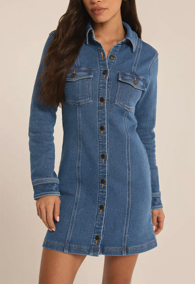 Z Supply - Candice Knit Denim Dress Vintage Indigo