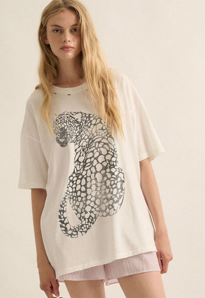 Leopard Graphic Tee - White