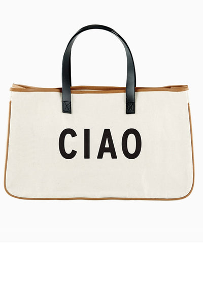 Ciao Canvas Tote Bage - White