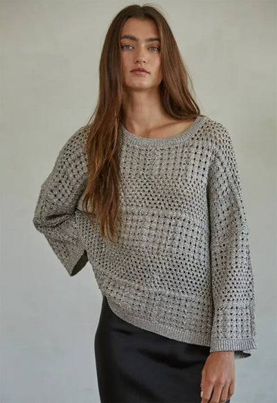 Lurex Crochet Sweater - Silver