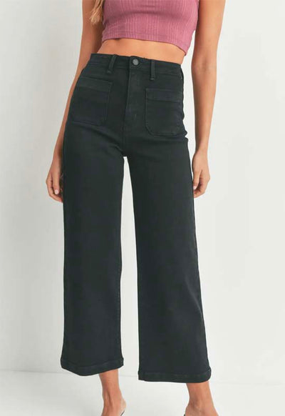 Just Black - Patch Pocket Wide Leg Jean Black