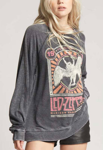 Recycled Karma - Led Zepplin Madison Square Garden Tour Long Sleeve Burnout - Black