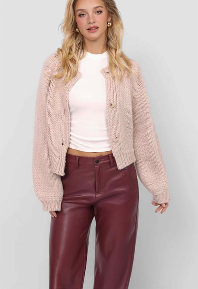 Sadie & Sage - Dance More Button Down Cardigan Blush