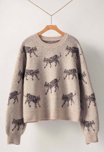 Crewneck Sweater - Leopard Mocha