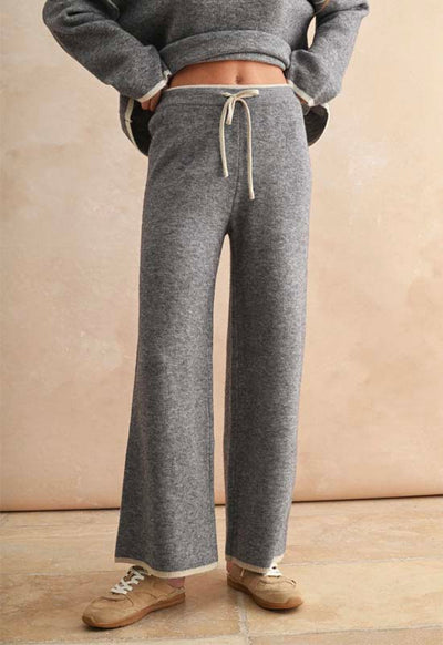 Wide Leg Sweater Pant - Heather Grey