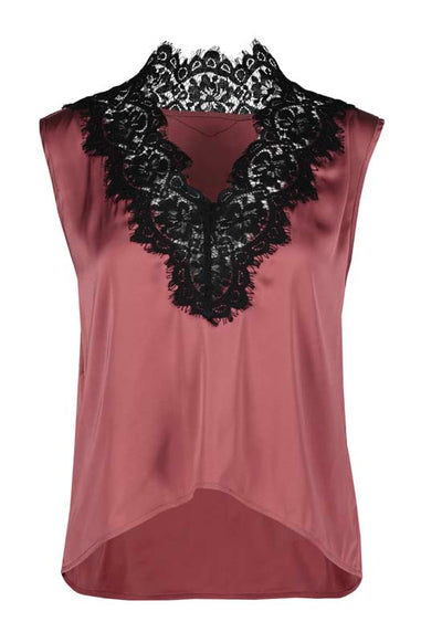 Bishop & Young - Solene Lace Satin Top Dusty Rose