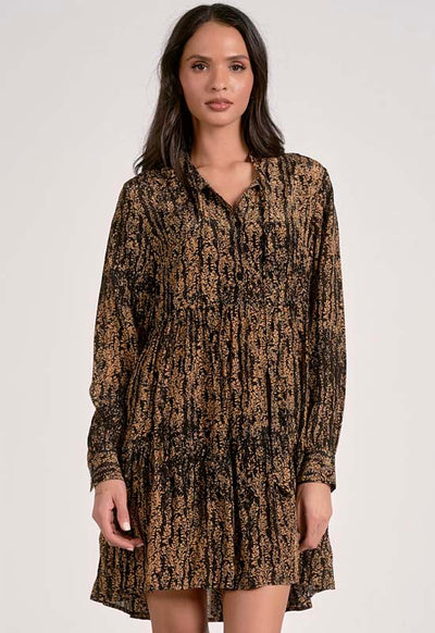 Elan - Long Sleeve Dress Gold Wisteria