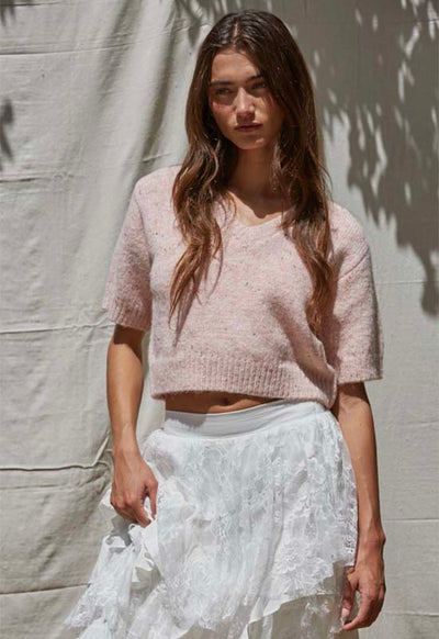 V-Neck Sweater - Light Pink