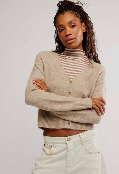 Free People - School Girl Cardi Feather Grey Melange