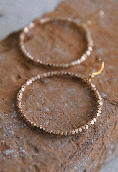 Matte Textured Hoop Earrings - Gold Matte