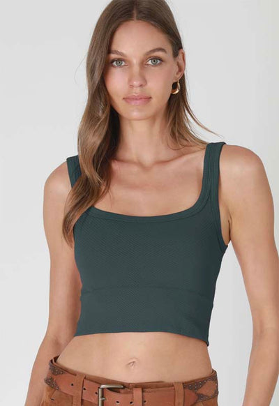 NIKIBIKI - Chevron Rib Crop Top Forest Night