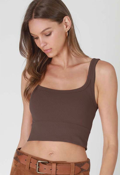 NIKIBIKI - Chevron Rib Crop Top French Roast