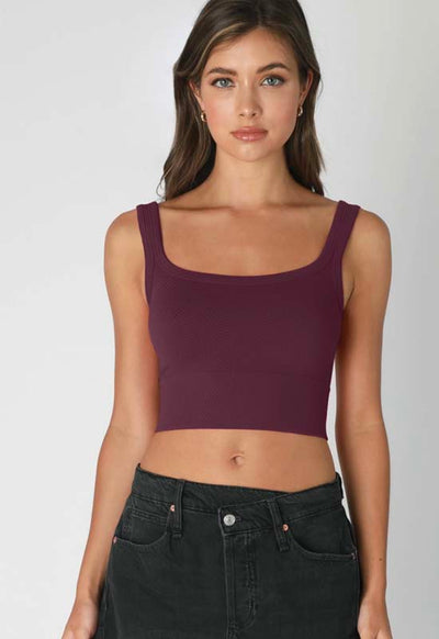 NIKIBIKI - Chevron Rib Crop Top Fig