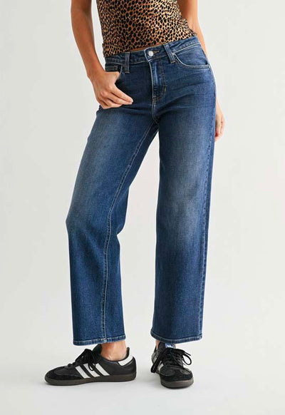 Just Black - Mid Rise Slim Wide Leg Jean Dark Wash
