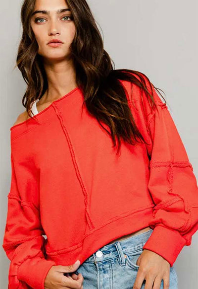 Cropped Sweatshirt - Red