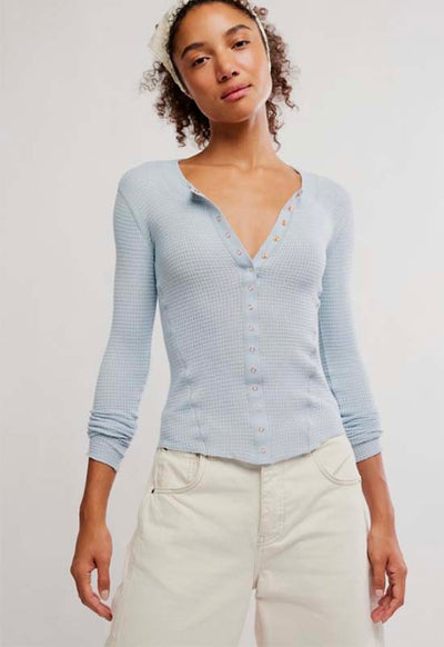 Free People - Going Places Cardi Pearl Blue