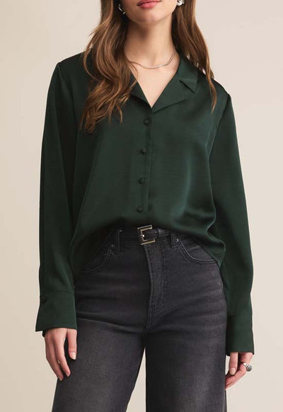 Z Supply - Ana Satin Top Garland Green