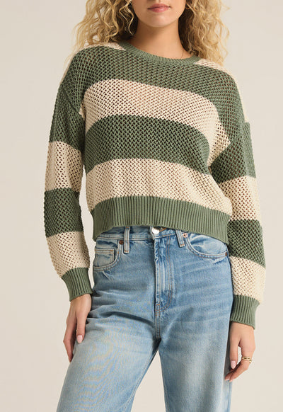 Z Supply - Broadbeach Stripe Sweater Palm Green