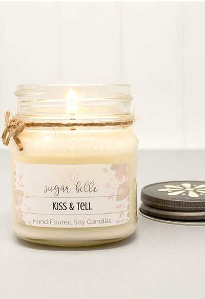 Kiss & Tell Soy Mason Jar Candle 8oz - by Sugar Belle