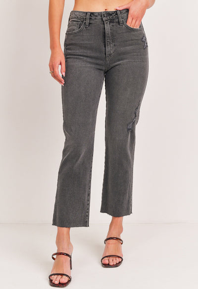 Just Black -High Rise Classic Straight Leg Washed Black