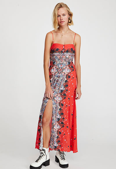 Free People - Red Multi Morning Song Printed Maxi Dress