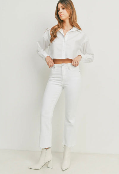 Just Black - Vintage Cropped Flare Jean Optic White