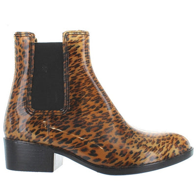 Jeffrey Campbell Stormy - High Gloss Cheetah Rubber Pull-On Rain Boot